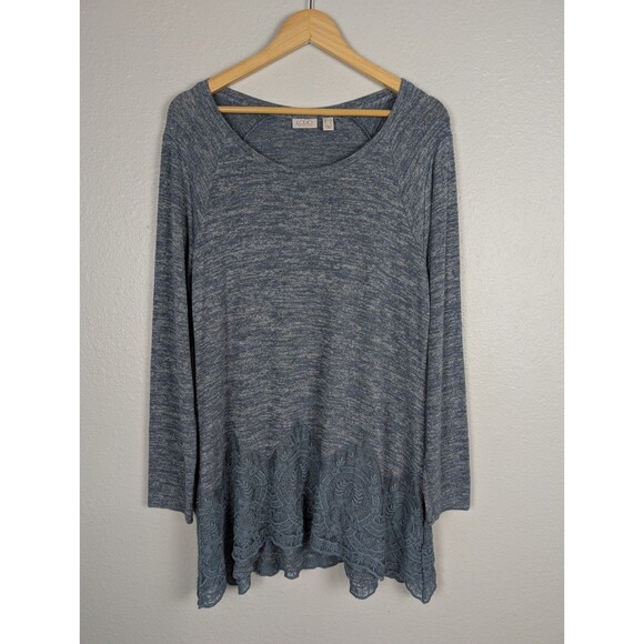 LOGO by Lori Goldstein Tops - LOGO Lori Goldstein Tunic Top Large Periwinkle Blue Lace